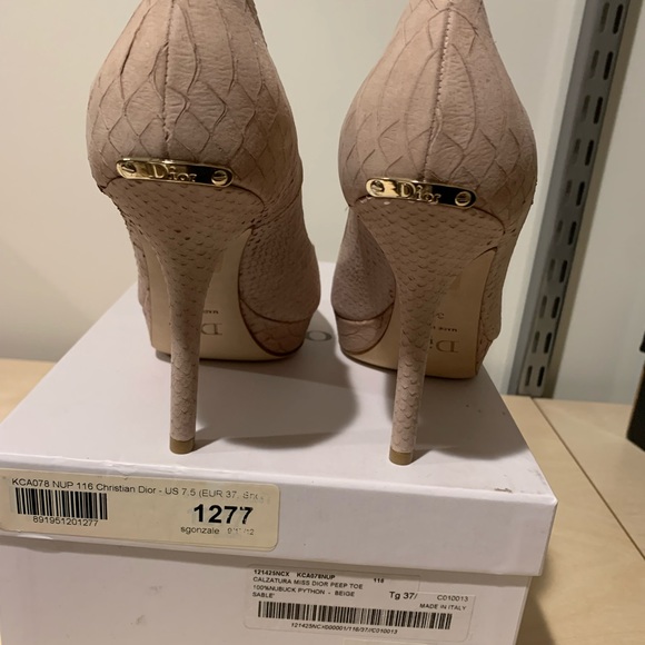 DIOR Miss Dior Peep Toe platform nude python  37.5 NIB - Picture 4 of 10